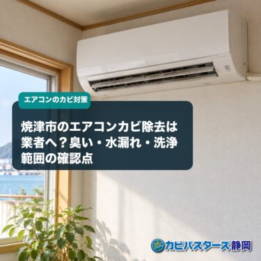 焼津市のエアコンカビ除去は業者へ？臭い・水漏れ・洗浄範囲の確認点